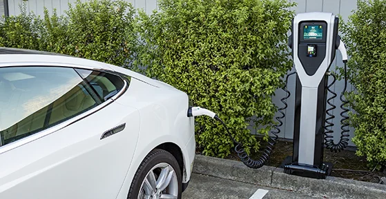 Level 2 EV charger installation for electric vehicle in Arlington, VA.